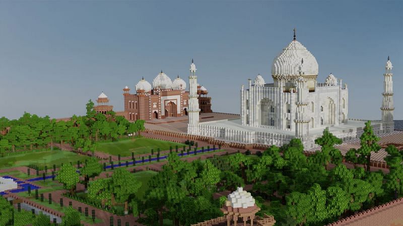 1:1 scale build of Taj Mahal in the game (Image via u/BuildTheEarth_ on Reddit)
