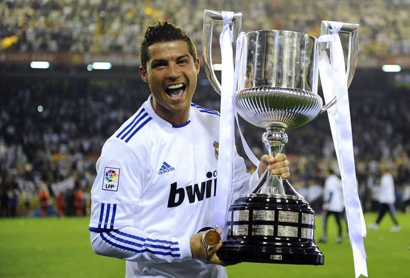 Cristiano Ronaldo with the 2011 Copa Del Rey trophy