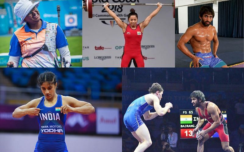 India&#039;s highest-ranked athletes [Image Credits: Vinesh Phogat/Twitter, Bajrang Punia, Deepika Kumari,Elavenil Valarivan, Abhishek Verma/Instagram],