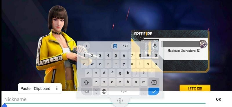 New players can directly paste the character in the IGN box in the beginning (Image via Free Fire)