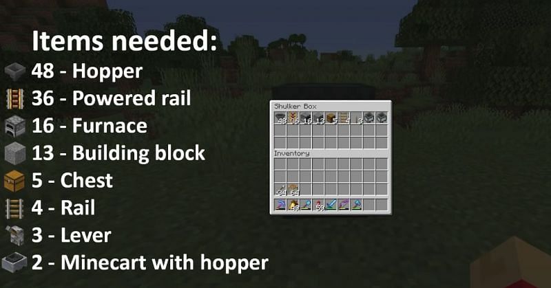 All of the resources that are required for this Minecraft build (Image via ShulkerCraft on YouTube)
