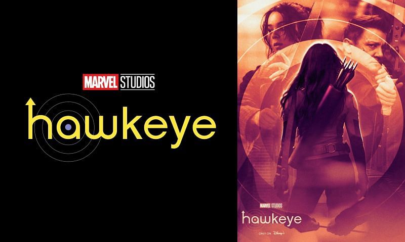 &quot;Hawkeye&quot; series title card and concept poster. (Image via Marvel Studios, and Twitter/BossLogic)