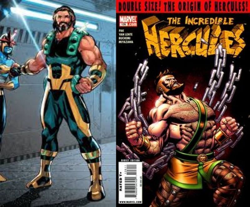 Hercules in Avengers No Road Home #10 (April, 2019), and in The Incredible Hercules #126 (Feb. 2009)/Ed McGuiness) (Image via Marvel comics)