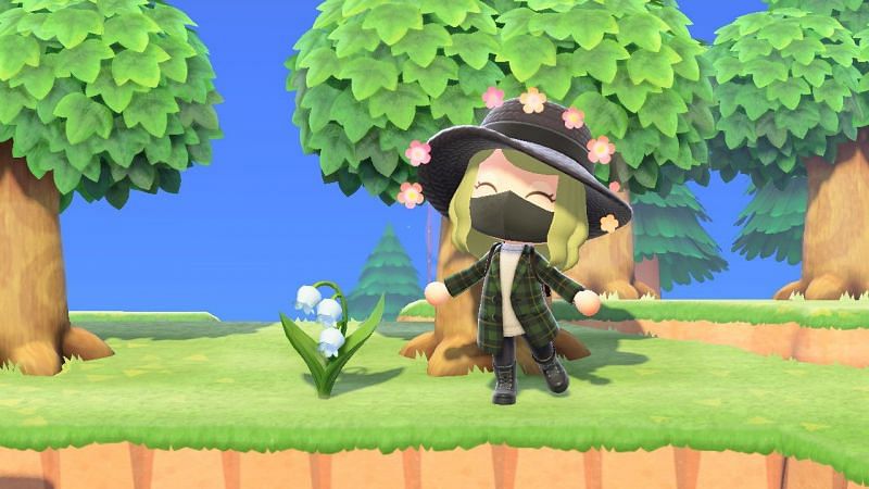 Player celebrates their first Lily of the Valley in Animal Crossing (Image via Nintendo Switch)