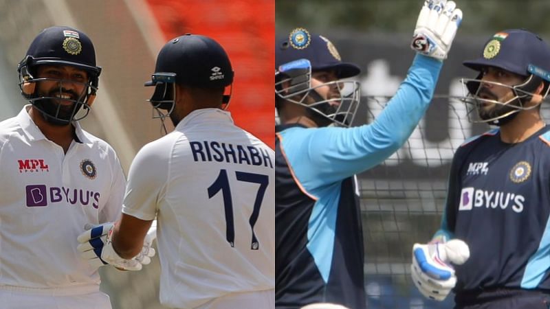 Rishabh Pant with Rohit Sharma (L) and Virat Kohli (R) (PC: BCCI