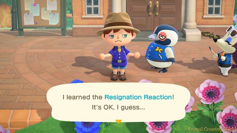 Players can unlock more reactions as they progress into the game (Image via Animal Crossing world)