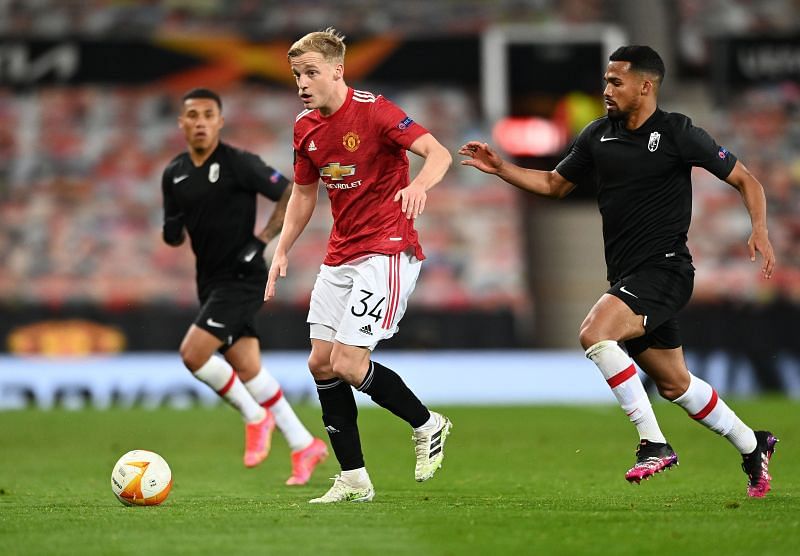 Van de Beek has seen limited game time at Manchester United. (Photo by Stu Forster/Getty Images)