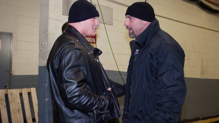 Brock Lesnar and Goldberg backstage