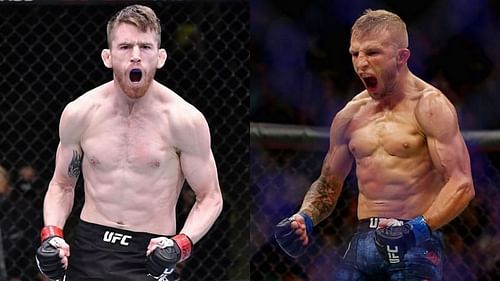 Cory Sandhagen (left), T.J. Dillashaw (right) [Photo credit: @enterthesandman135 on Instagram]