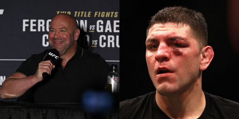 Dana White (left) and Nick Diaz (right) via Getty Images.