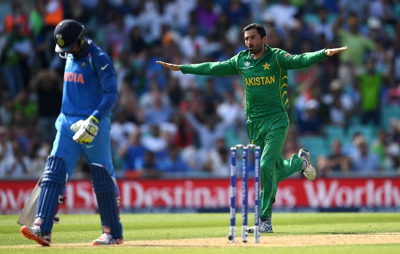Junaid Khan celebrates a wicket in the 2017 ICC Champions Trophy Final