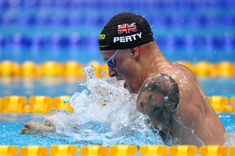 Great Britain&#039;s Adam Peaty performing breaststroke at the British Swimming Selection Trials 2021