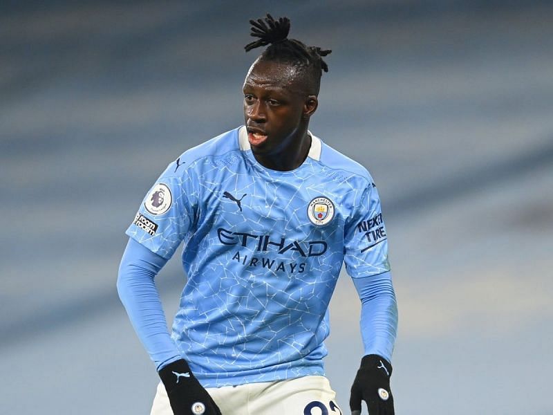 Benjamin Mendy in action for the Cityzens in the 20-21 season.