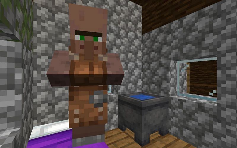 A leatherworker and its cauldron (Image via Minecraft)