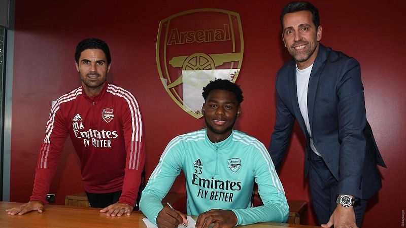 Arthur Okonkwo recently signed a new contract and was promoted to the first team (Credit: Arsenal twitter)