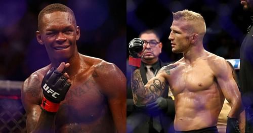 Israel Adesanya (left); T.J. Dillashaw (right) 