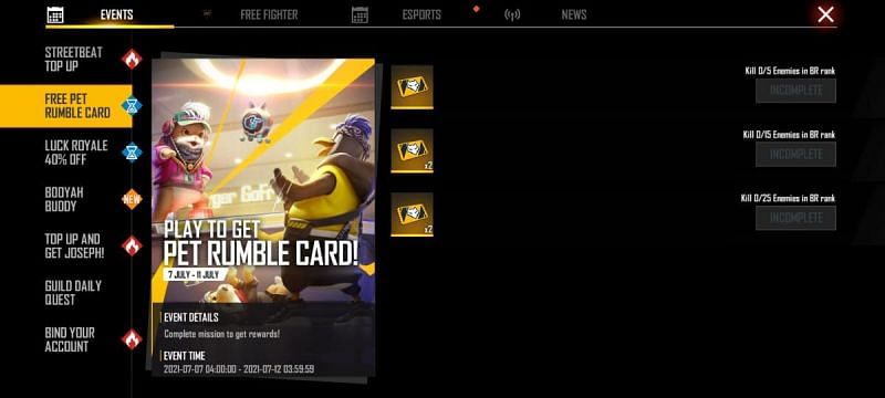 Players can complete missions to win Pet Rumble cards for free