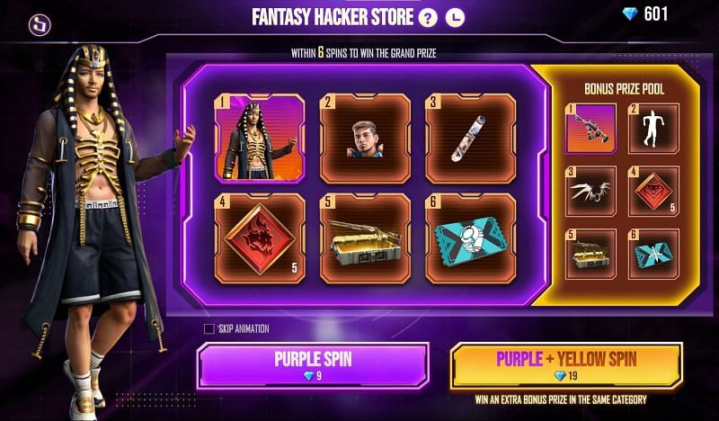 There are two types of spins available in the Fantasy Hacker Store (Image via Free Fire)