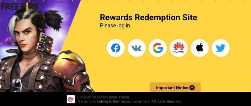 Free Fire Redemption site