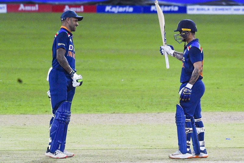 Shikhar Dhawan and Ishan Kishan during their 85-run partnership (Credit: Getty Images)