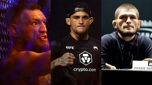 Conor McGregor (left); Dustin Poirier (center); Khabib Nurmagomedov (right)