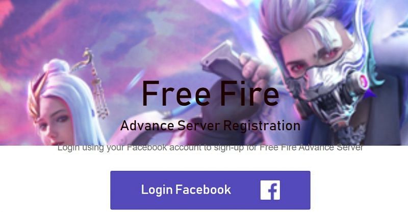 Once players are on the Free Fire Advance Server website, they can click the Login Facebook button (Image via Free Fire)