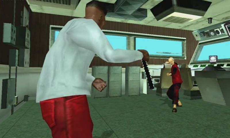 CJ has an epic confrontation with The Snakehead (Image via GTA Series Videos)
