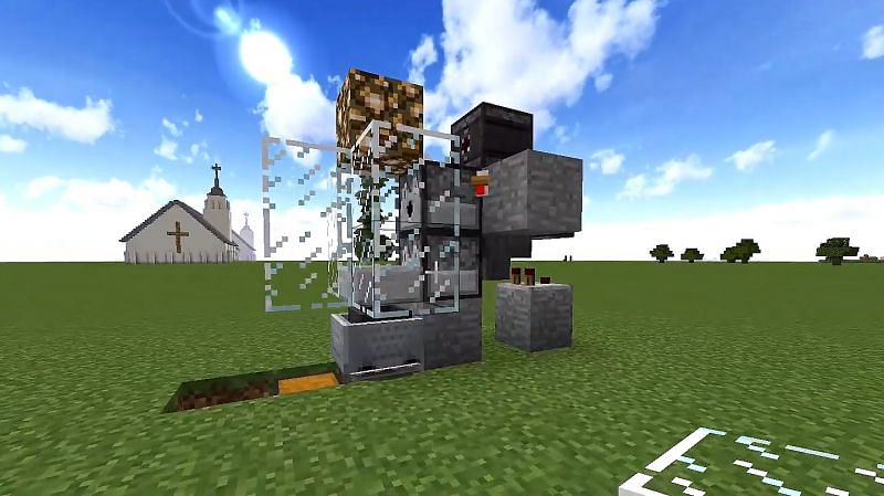 An automatic chicken farm in Minecraft (Image via Farzy on YouTube)