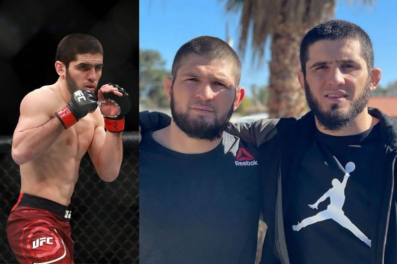 Islam Makhachev (left) carries the hopes of a nation after Khabib Nurmagomedov (center) retired [Image Courtesy: @islam_makhachev on Instagram]
