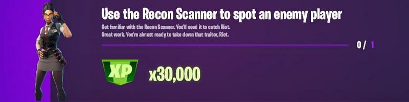 &quot;Use the Recon Scanner to spot an enemy player&quot; Fortnite Epic challenge (Image via HYPEX/Twitter)