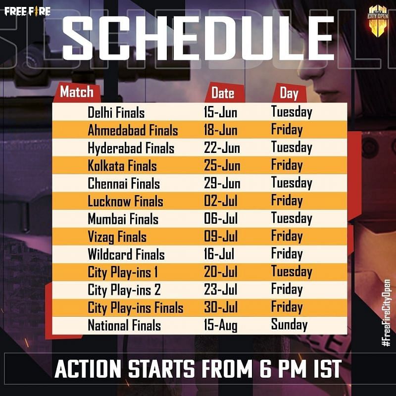 Free Fire City Open 2021 schedule