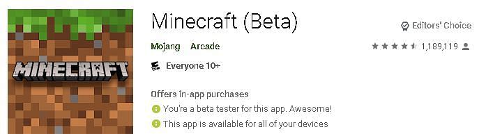 Minecraft-bèta (Afbeelding via PlayStore)
