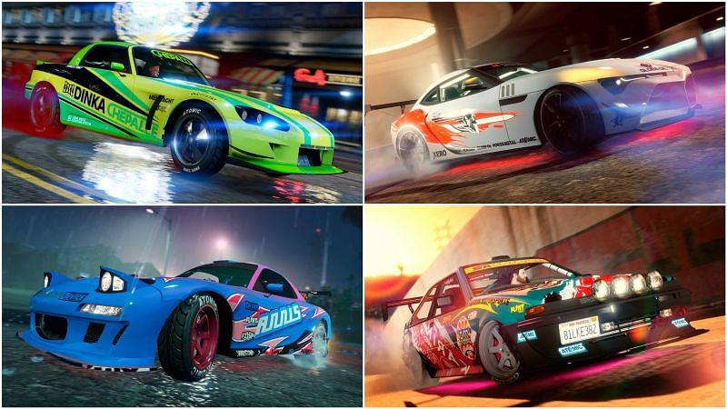 Some of the coolest looking cars introduced with the Tuners update (Images via Rockstar Games)