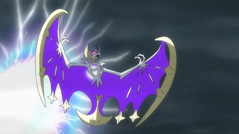 Lunala, a spooky bat-like Psychic/Ghost-type, is exclusive to