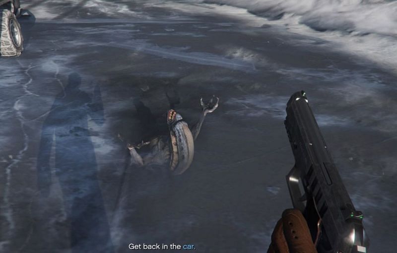 There is an alien frozen in North Yankton, Ludendorff (Image via The Easter Egg Database)
