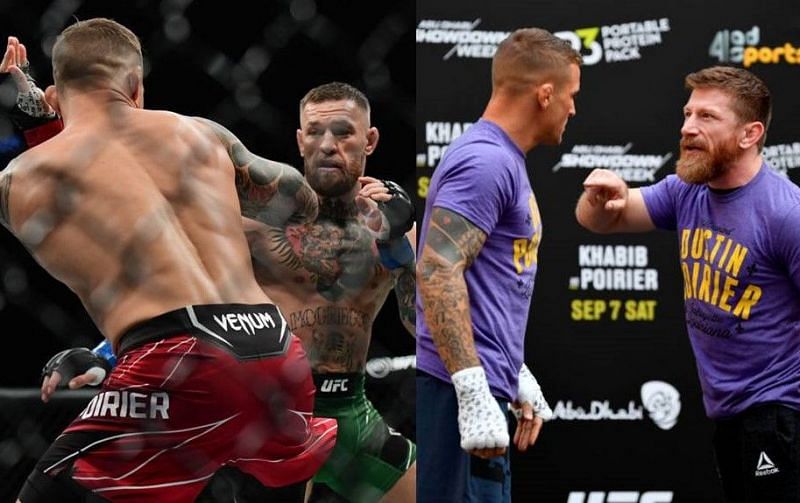 Dustin Poirier (far left and second from right); Conor McGregor (second from left); Mike Brown (far right)