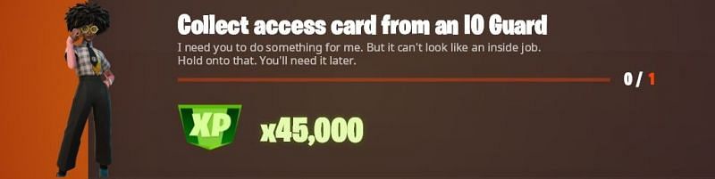 &quot;Get access card from an IO Guard&quot; Fortnite week 8 legendary challenge (Image via HYPEX/Twitter)