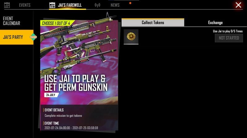 Players can use the collected golden crosshair to get a free gun skin (Image via Free Fire)