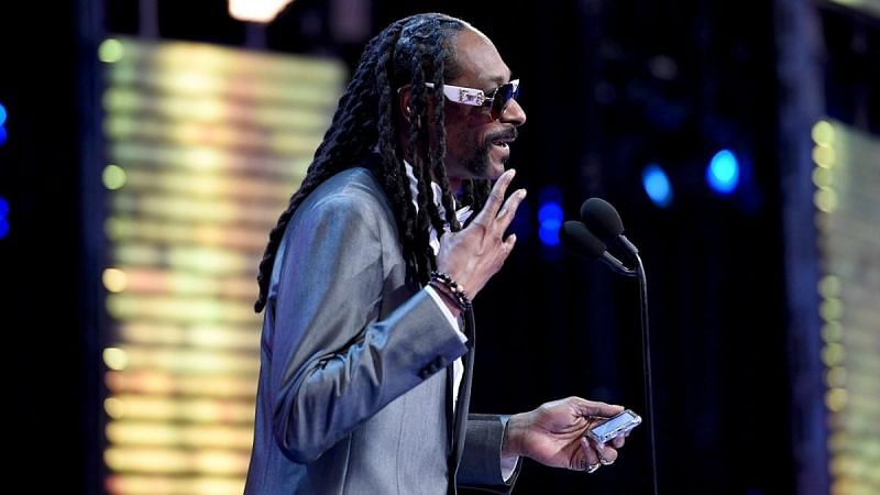 Snopp Dogg being inducted into the Celebrity Wing of the WWE Hall of Fame