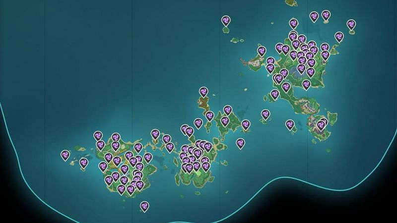 Genshin Impact interactive map: Electroculus locations (image via Appsample)
