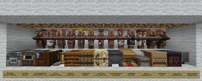 Villagers and their workstations (Image via Reddit)