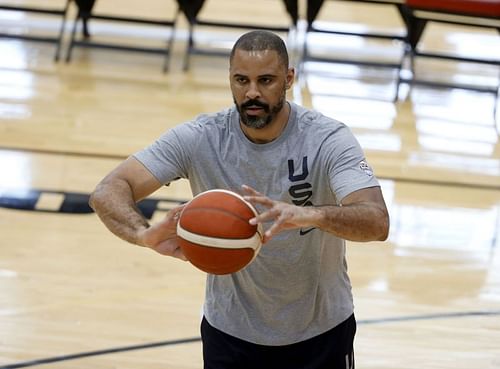 Boston Celtics head coach and development coach Ime Udoka with the 2021 USA Basketball Men's National Team