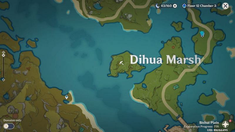 White Iron Chunk location at Dihua Marsh (image via Genshin Impact)