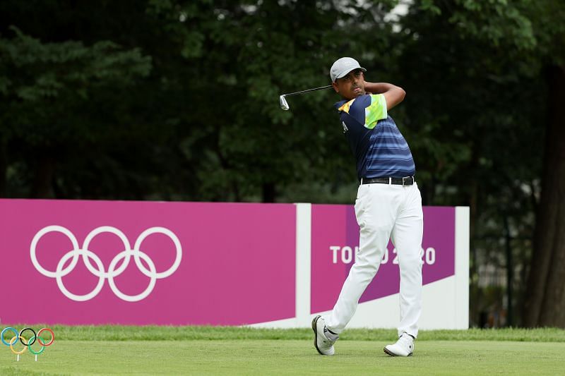 Anirban Lahiri of Team India plays his shot from the fourth tee during the first round of the Men's Individual Stroke Play on Day 6 of Olympics 2021