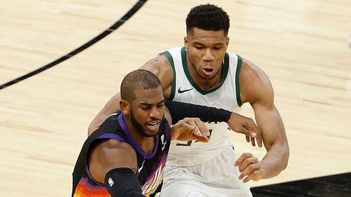 Chris Paul (left) vs Giannis Antetokounmpo [Photo by Christian Petersen / Getty Images Sport]