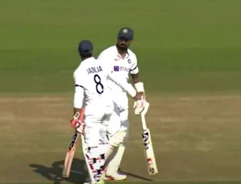 KL Rahul and Jadeja in the middle during the practice match against County XI. 