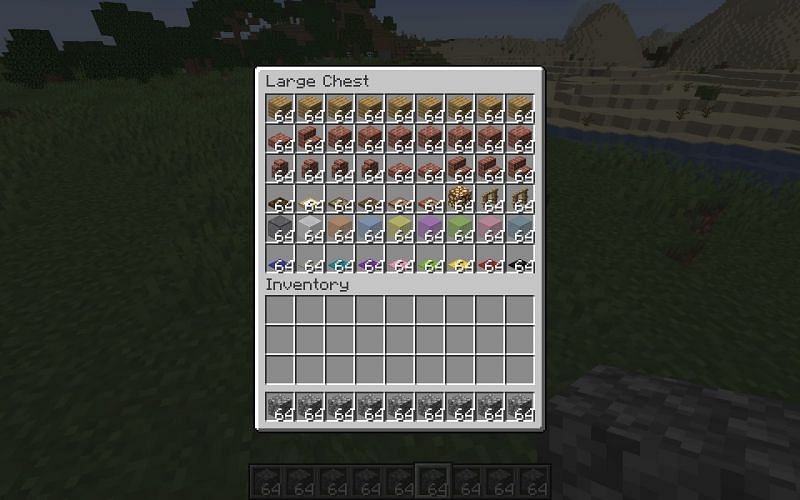 By stocking up on blocks beforehand, gamers can avoid stopping and starting the build (Image via Minecraft)