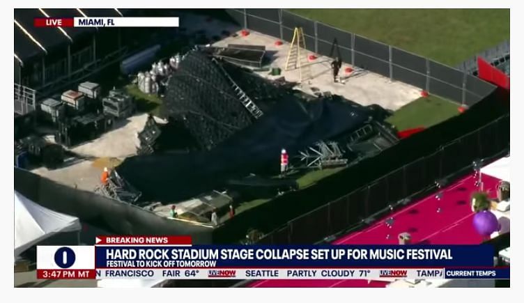 Photo of The festival stage hosting WWE SmackDown collapsed in Miami