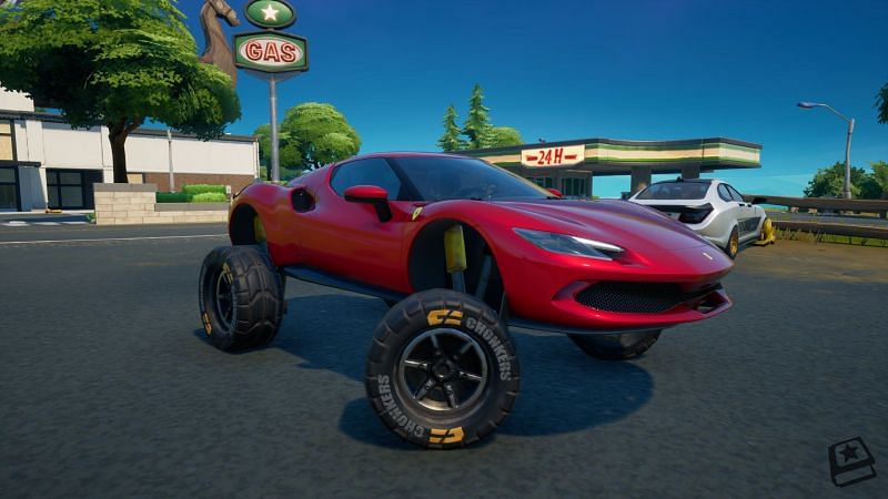 Chonkers off-road tires on a Farrari look absolutely amazing! (Image via FN_Assist/Twitter)