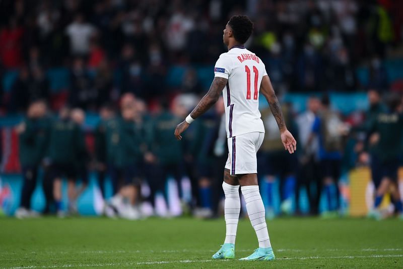 Marcus Rashford after missing his penalty against Italy